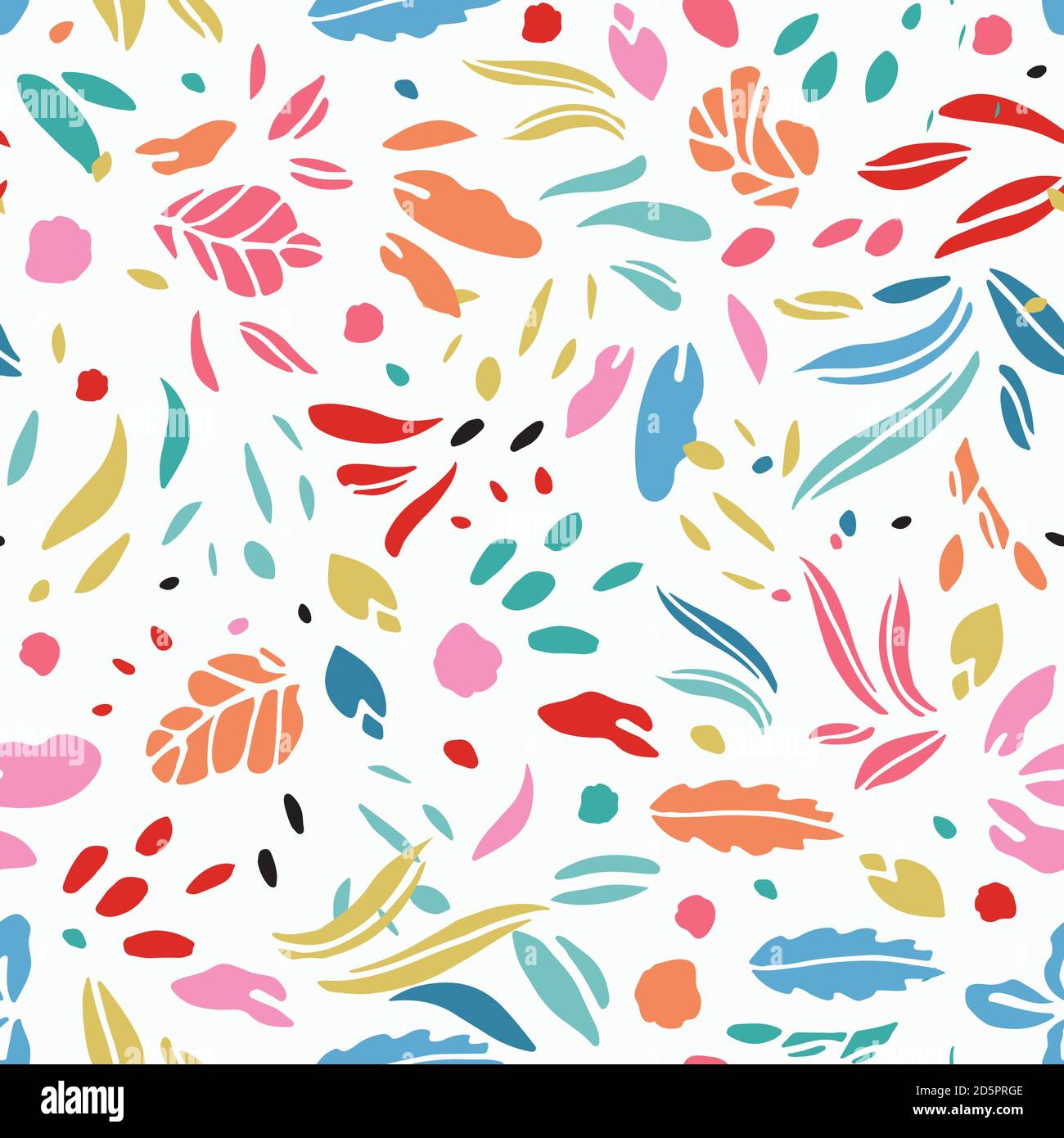 Modern Abstract Leaf Shape Summer Pattern Vector Colorful Hand Drawn Floral Design Simple Stylized Leaf Cut Out On Cream Colored Background Happy Fun All Over Pattern Perfect For Stationery Print And Gift