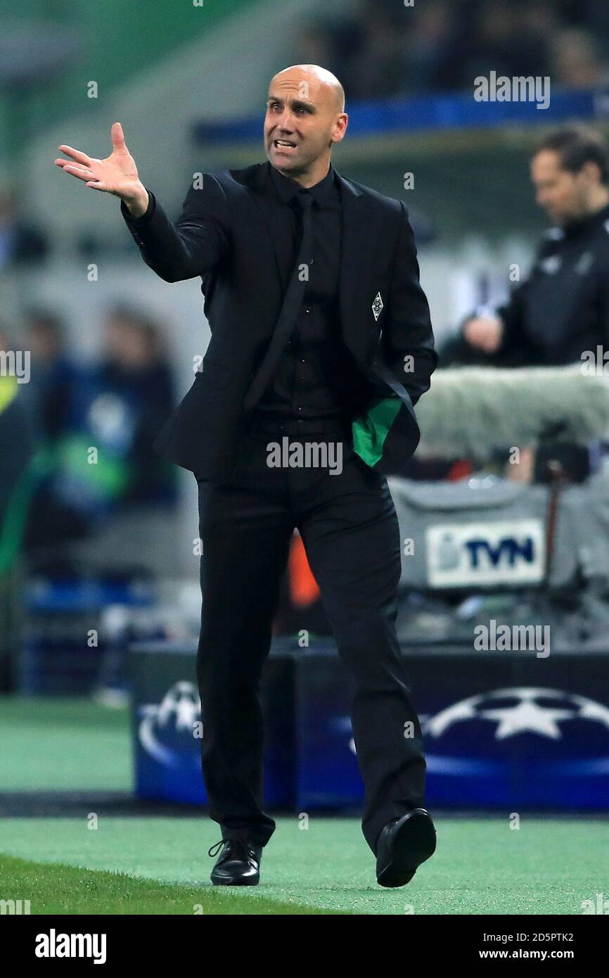 Borussia Monchengladbach S Manager Andre Schubert Gestures On The Touchline Stock Photo Alamy