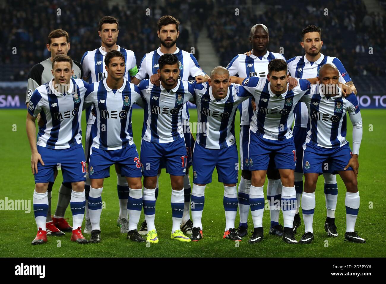 FC Porto Team Group.  (Top L - R) FC Porto's Iker Casillas, Ivan Marcano, Augusto Felipe, Luis Danilo Pereira,  Nicolao Alex Telles  (Bottom L - R) FC Porto's Jose Diogo Jota, Oliver Torres, Jesus Corona, Victorio Maxi Pereira, Miguel Andre Silva, Yacine Brahimi Stock Photo