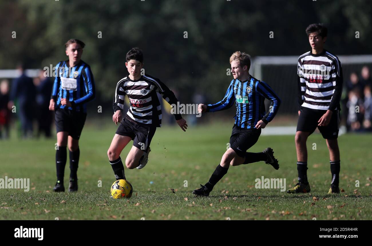 Chorleywood Common Youth Hurricane U15 S Black And White Kit V Berkhamsted Raiders Black U15 S Blue And Black Kit At Chorleywood House Hertfordshire Stock Photo Alamy