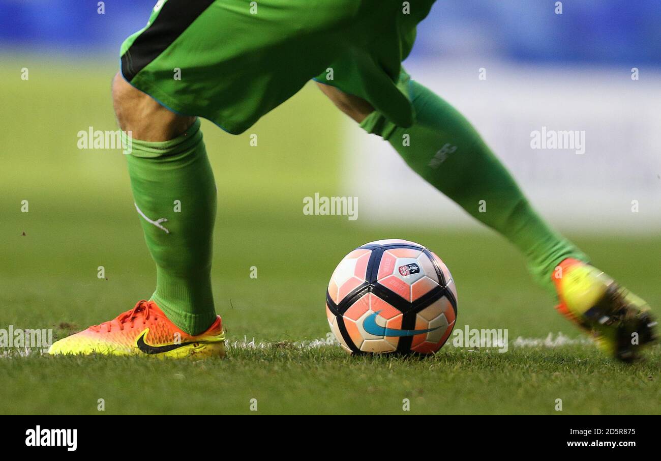 Newcastle United's keeper Matz Sels takes a goal kick using the Nike FA Cup ball Stock Photo