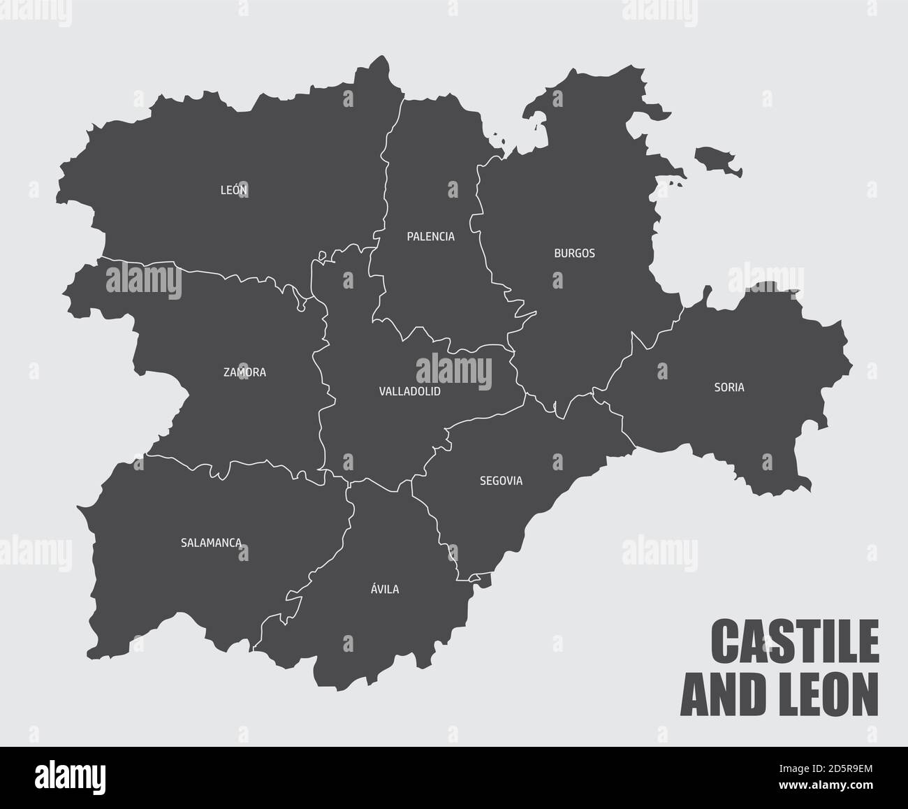 Castile and Leon provinces map Stock Vector