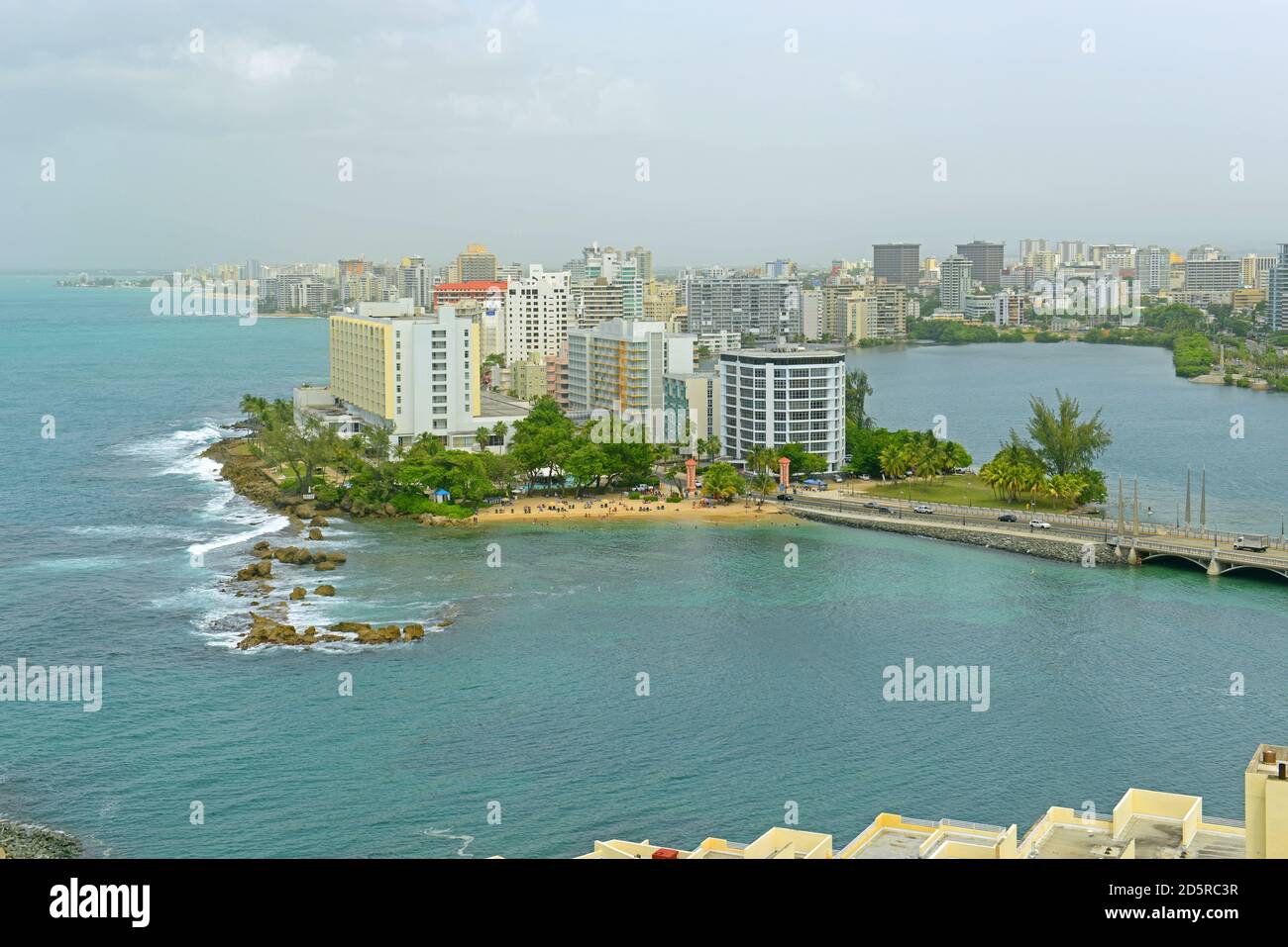 Aerial view of Condado district. Condado is a upper class community at east of the Old San Juan, Santurce, San Juan, Puerto Rico Stock Photo
