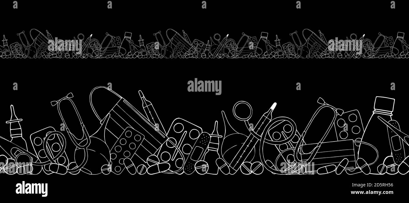 vector border with hand-drawn medicine doodles Stock Vector Image &amp; Art ...
