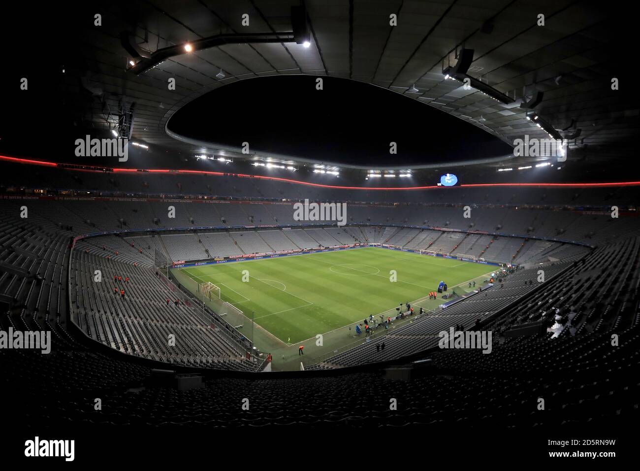 A general view of the Allianz Arena and UEFA Champions League branding  pitch side before the match Stock Photo - Alamy