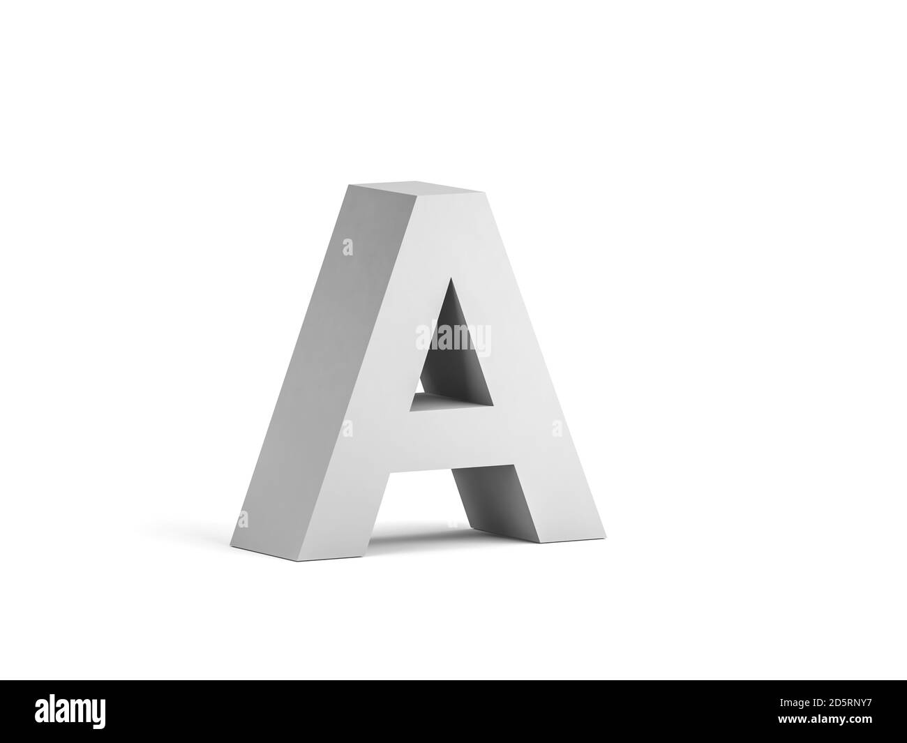 White bold letter A isolated on white background with soft shadow, 3d rendering illustration Stock Photo