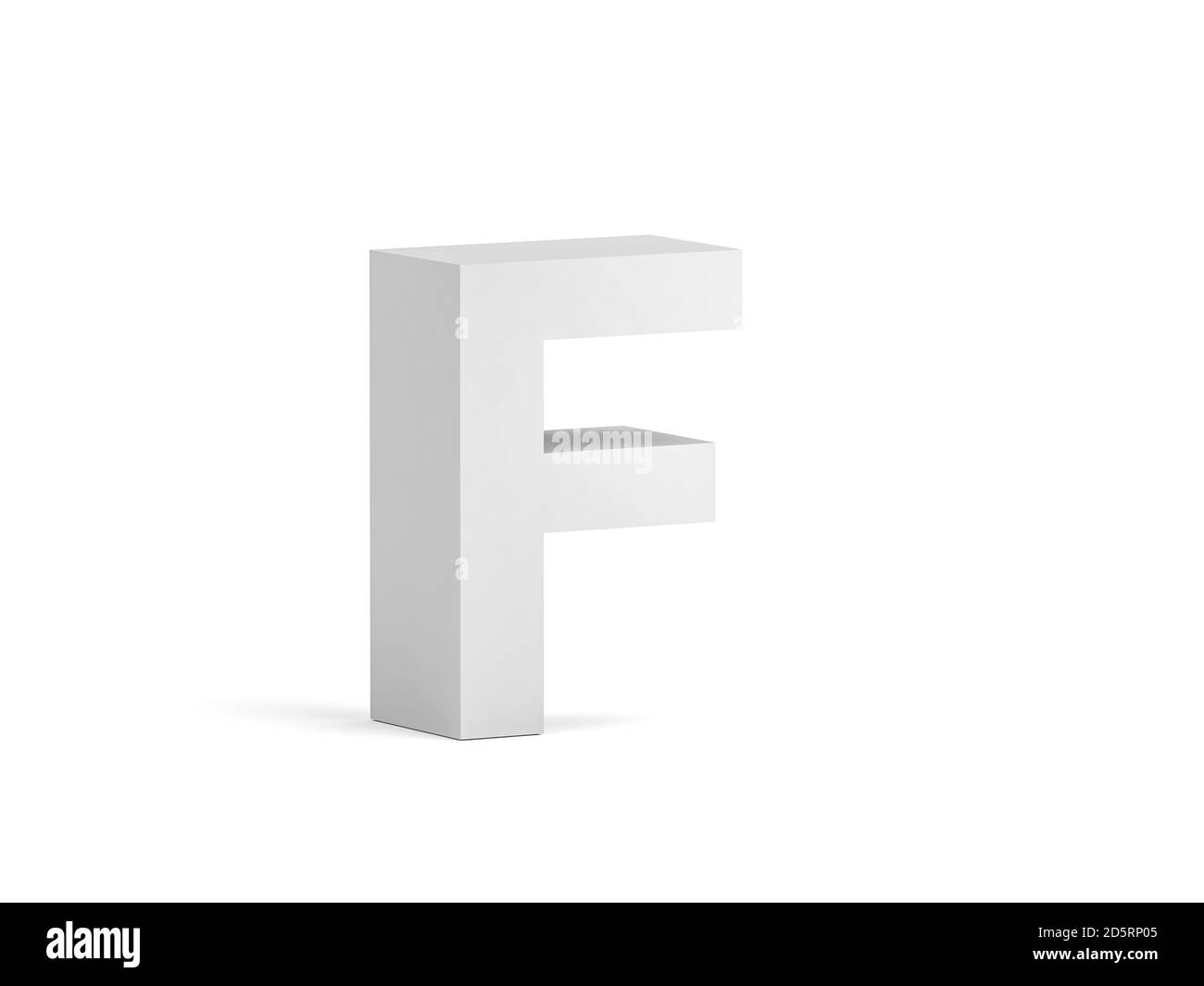 White bold letter F isolated on white background with soft shadow, 3d rendering illustration Stock Photo