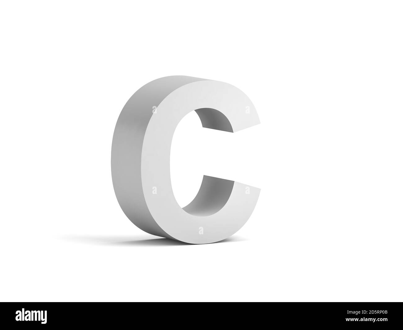 White bold letter C isolated on white background with soft shadow, 3d rendering illustration Stock Photo