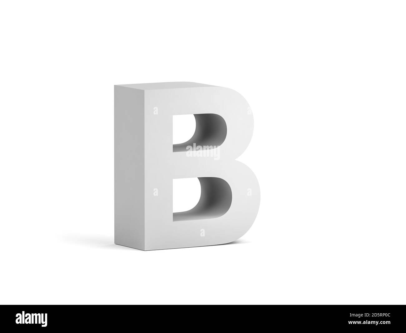 White bold letter B isolated on white background with soft shadow, 3d rendering illustration Stock Photo