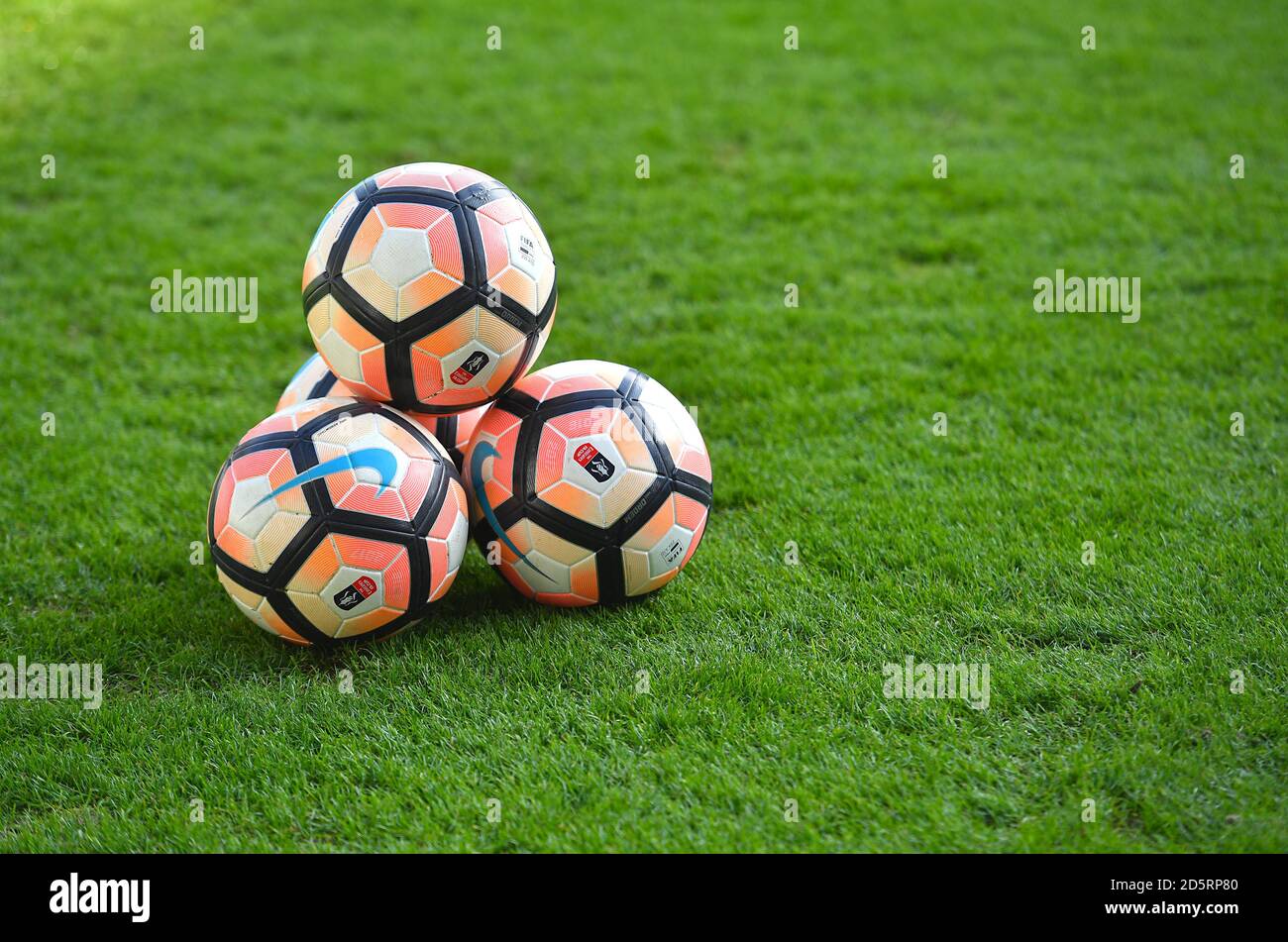 Balls on the pitch prior to the match Stock Photo Alamy