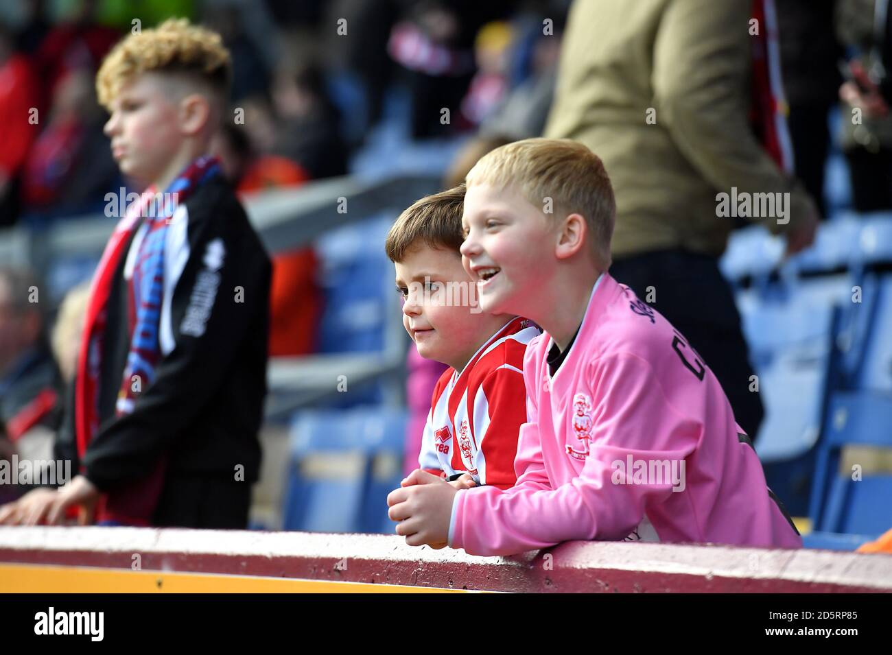 Young Lincoln City fans in the stands  Stock Photo