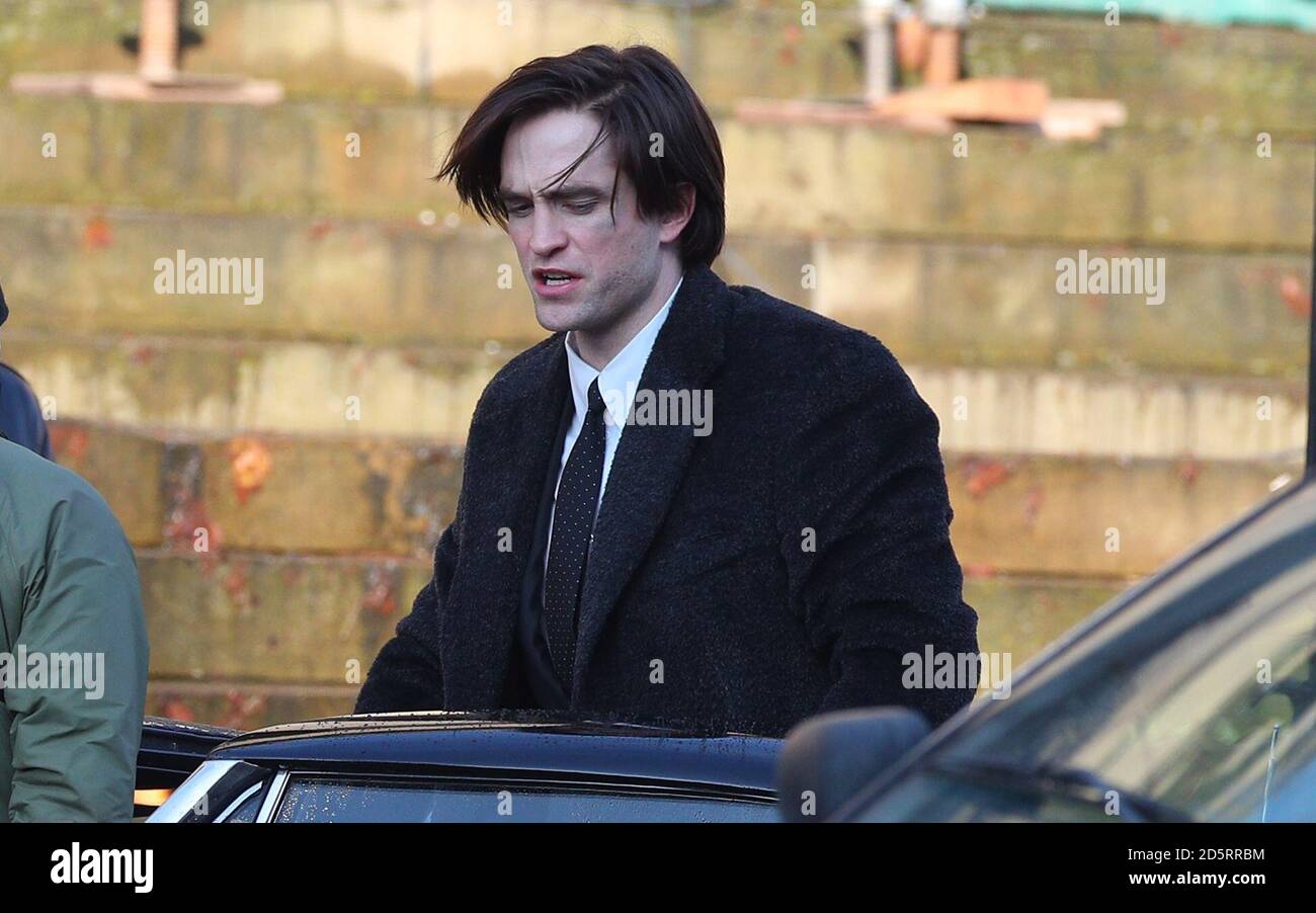 Robert Pattinson as Bruce Wayne during the filming of The Batman taking place in Liverpool Stock