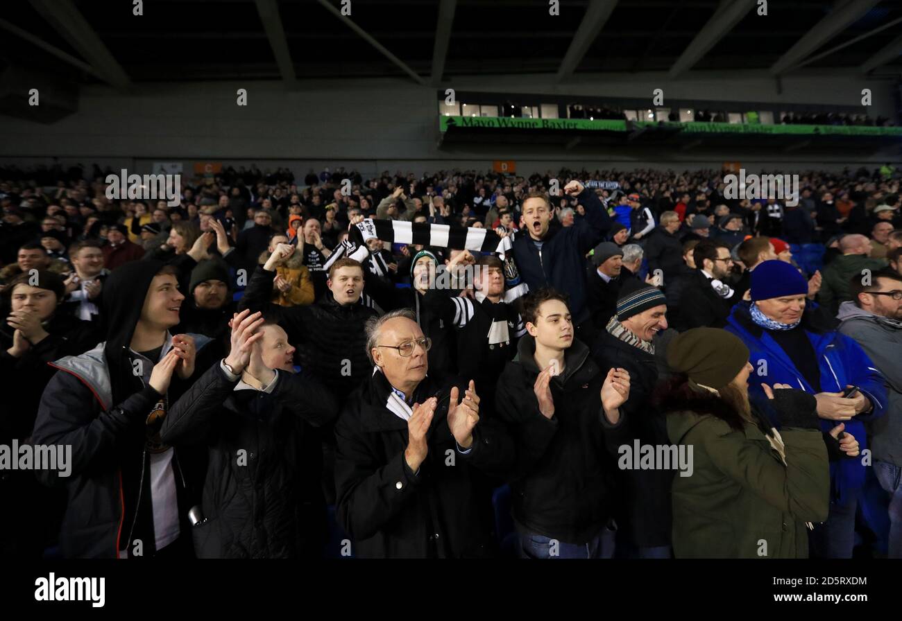 Newcastle United fans in the stands before the game Stock Photo