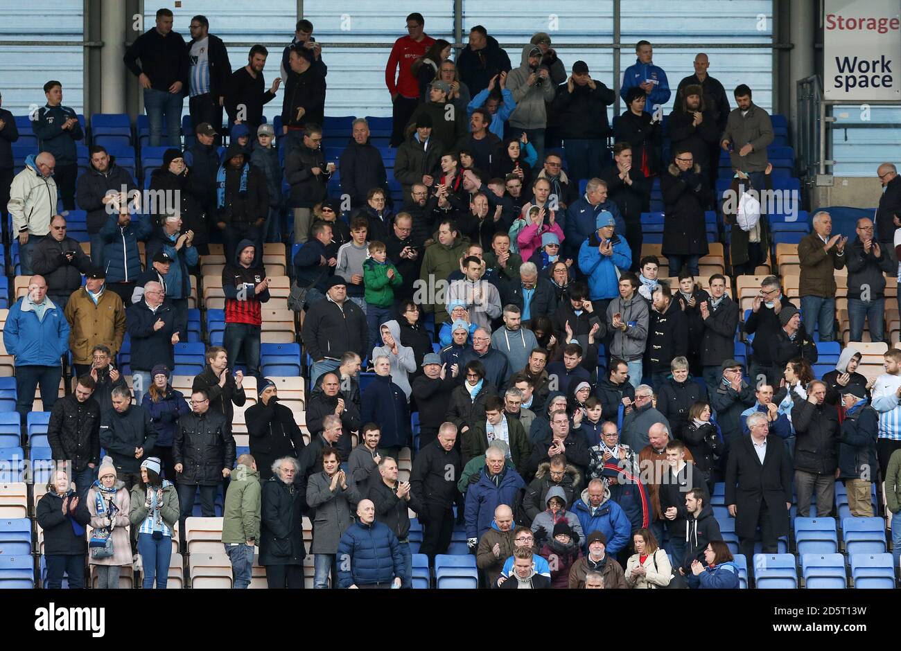 Coventry City fans in the away support section of the stands at