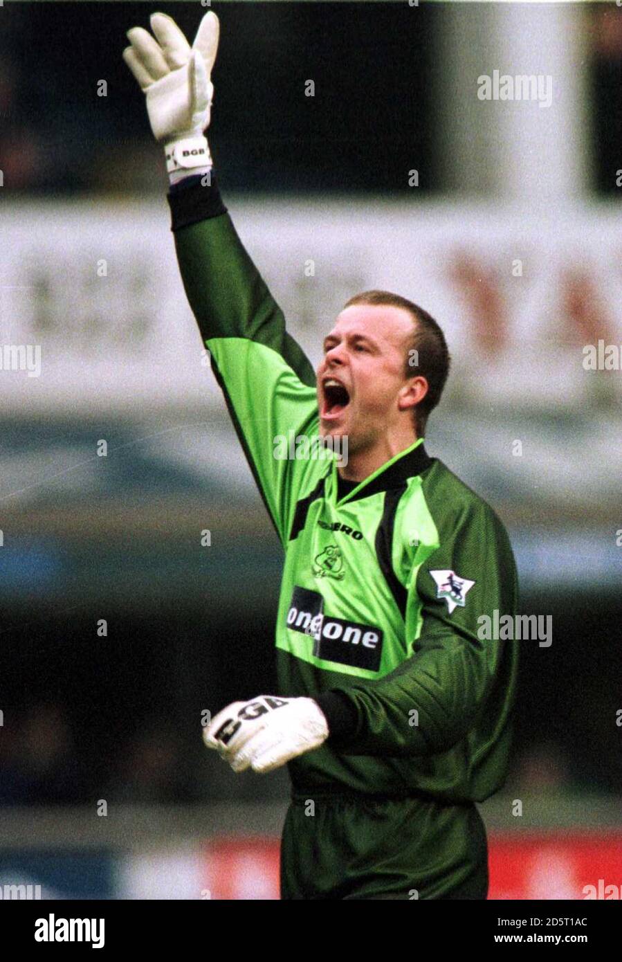 Everton's goalkeeper Thomas Myhre celebrates his side's first goal  Stock Photo