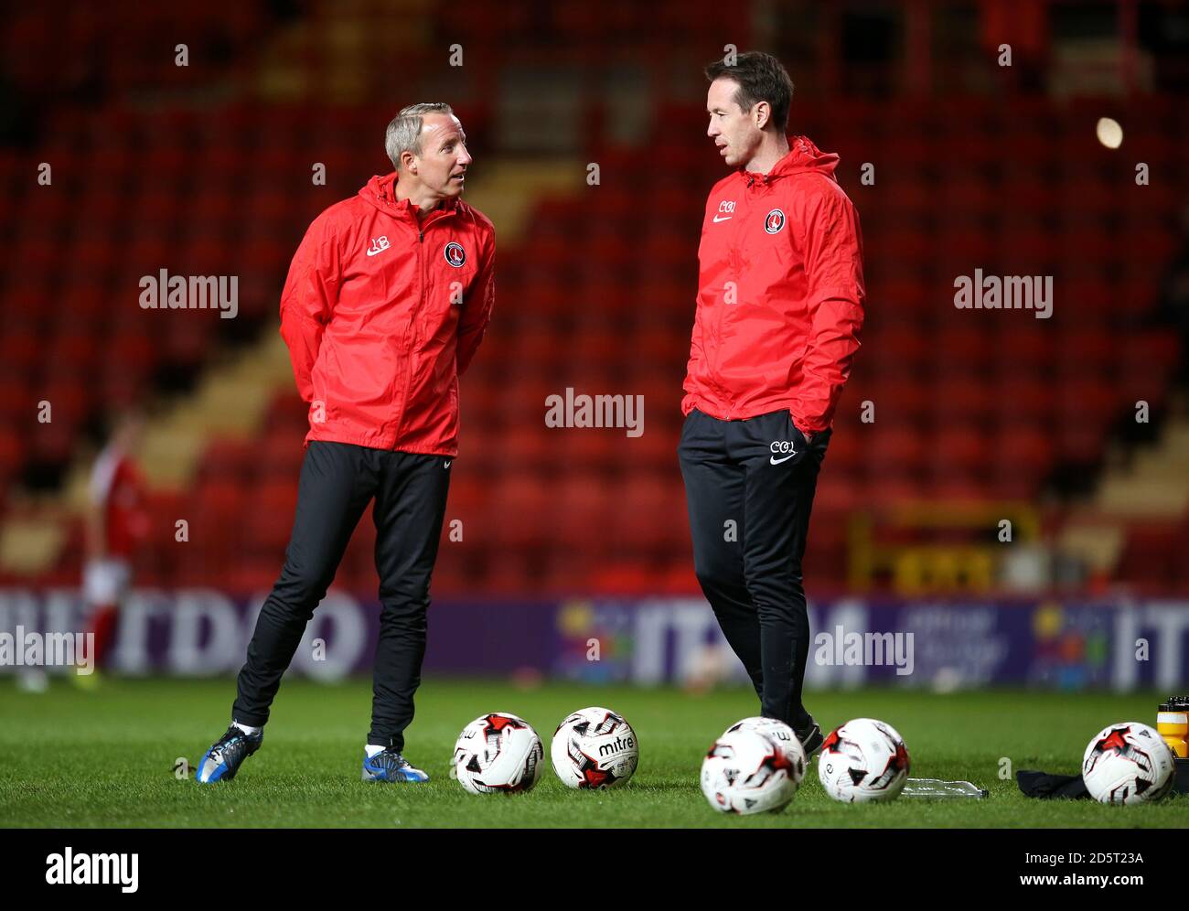 Charlton Athletic coach Lee Bowyer (left) and firstteam coach Chris O