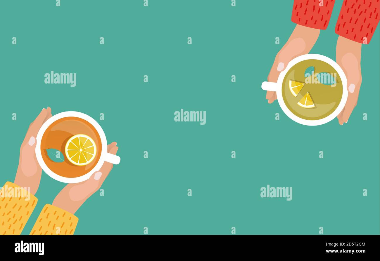 Hand with Tea Cup Flat Design Vector Illustration EPS10 Stock Vector