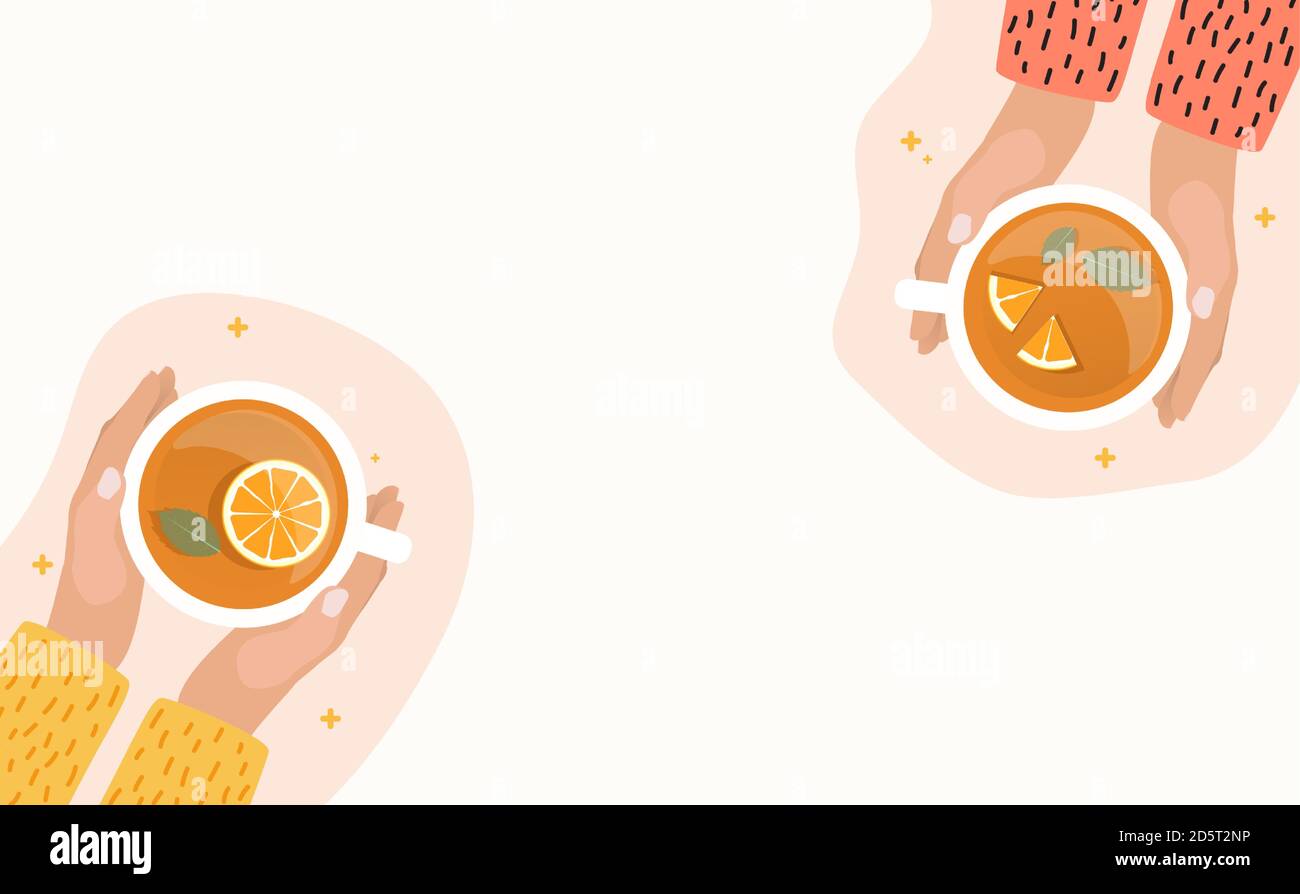 Hand with Tea Cup Flat Design Vector Illustration EPS10 Stock Vector