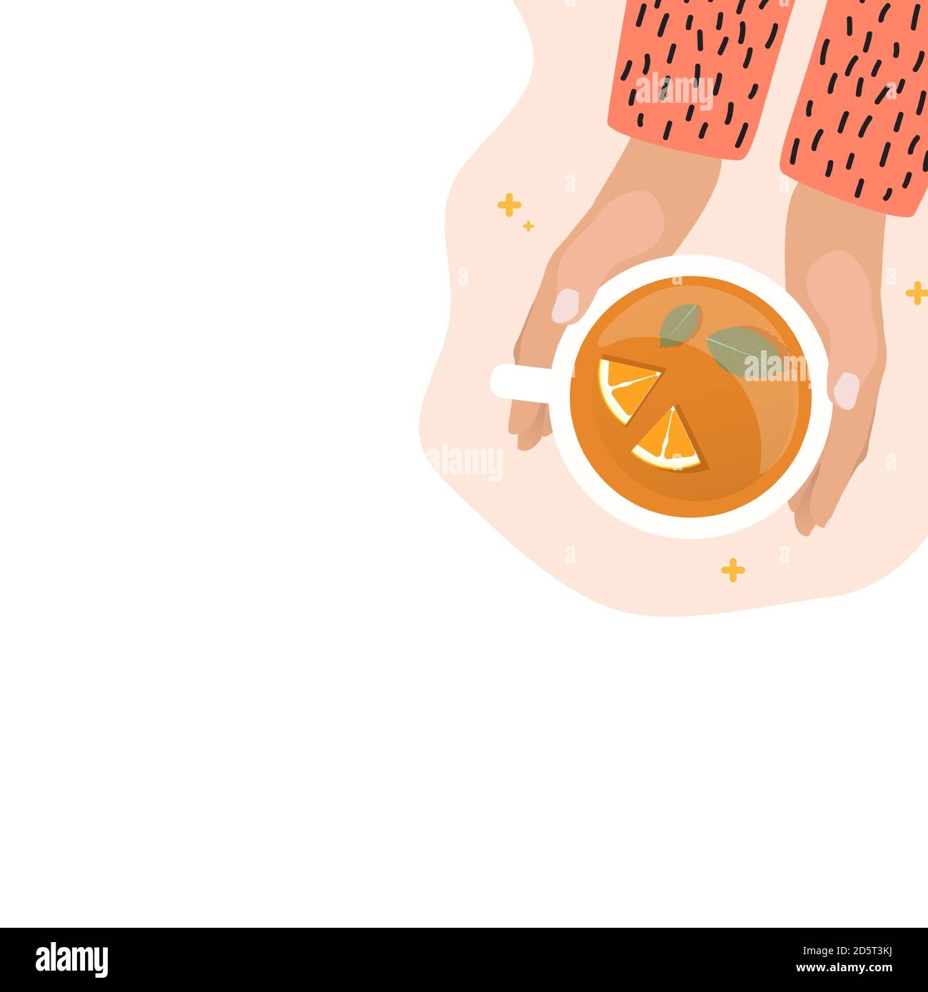 Hand with Tea Cup Flat Design Vector Illustration EPS10 Stock Vector