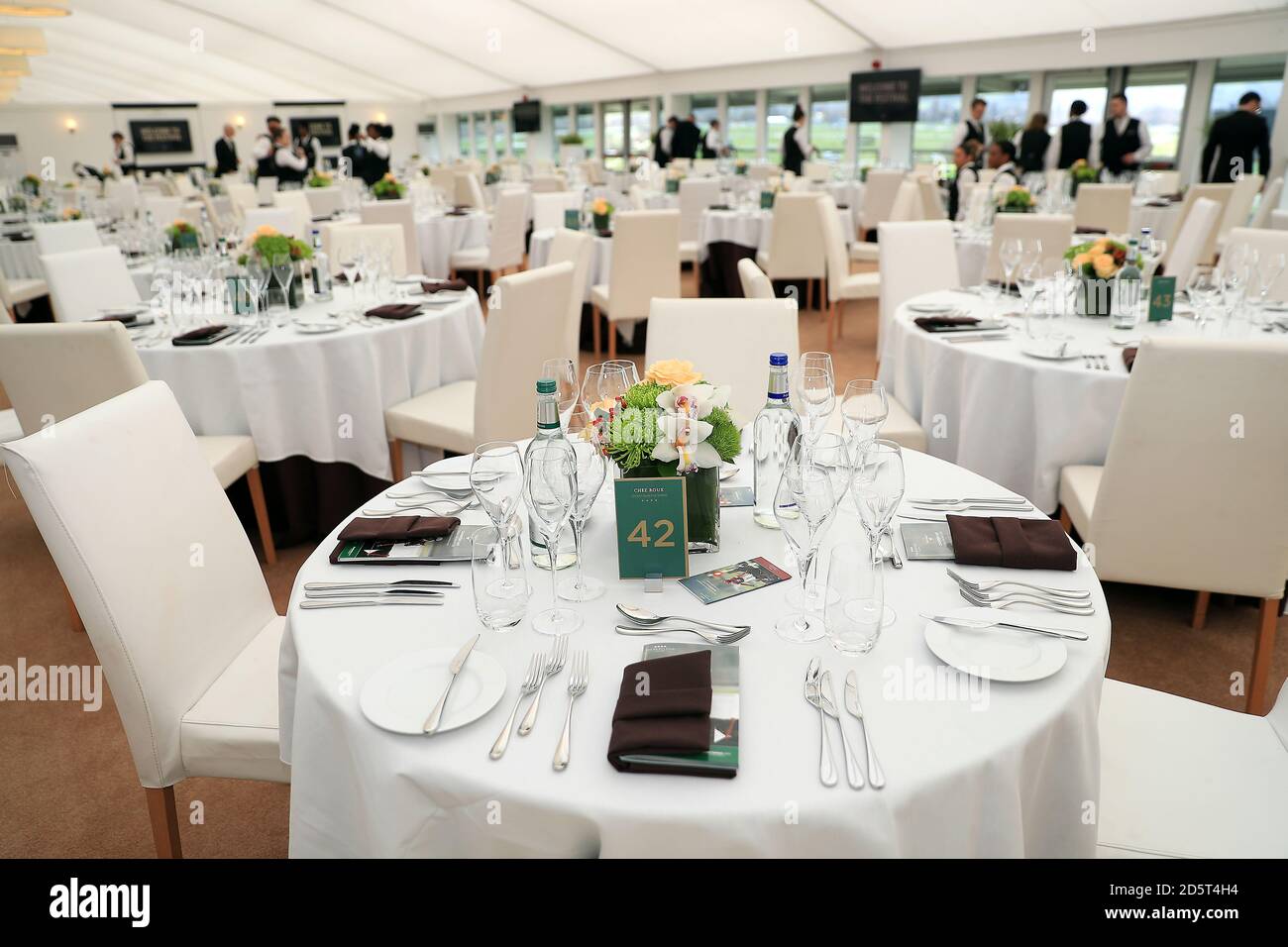 Table settings in The Chez Roux Restaurant during day one of the 2017 ...