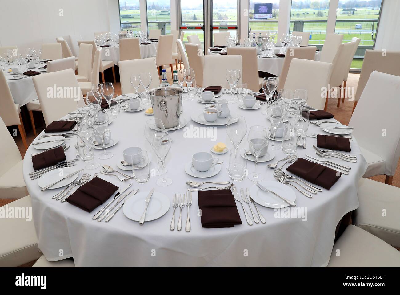 Table place settings at Chez Roux Restaurant during Ladies Day of the ...