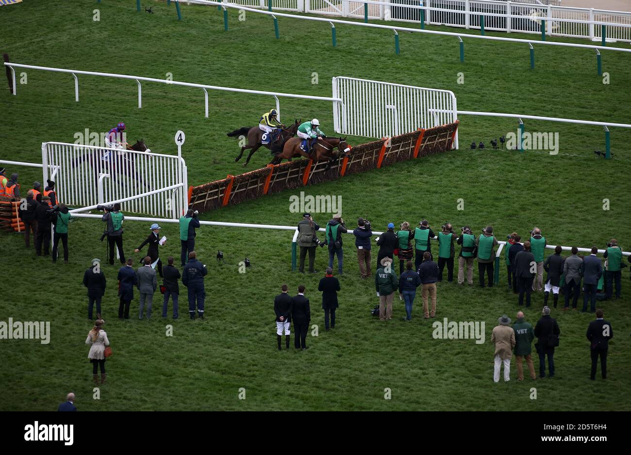 A general view of racing during St Patrick's Day of the 2017 Cheltenham Festival Stock Photo