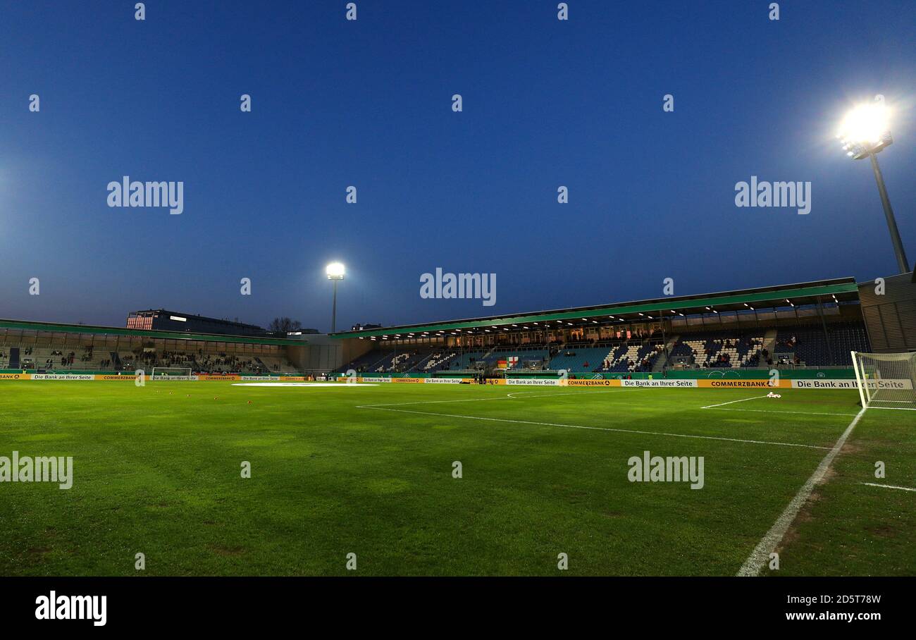 General view of the pitch at BRITA-Arena prior to the match  Stock Photo