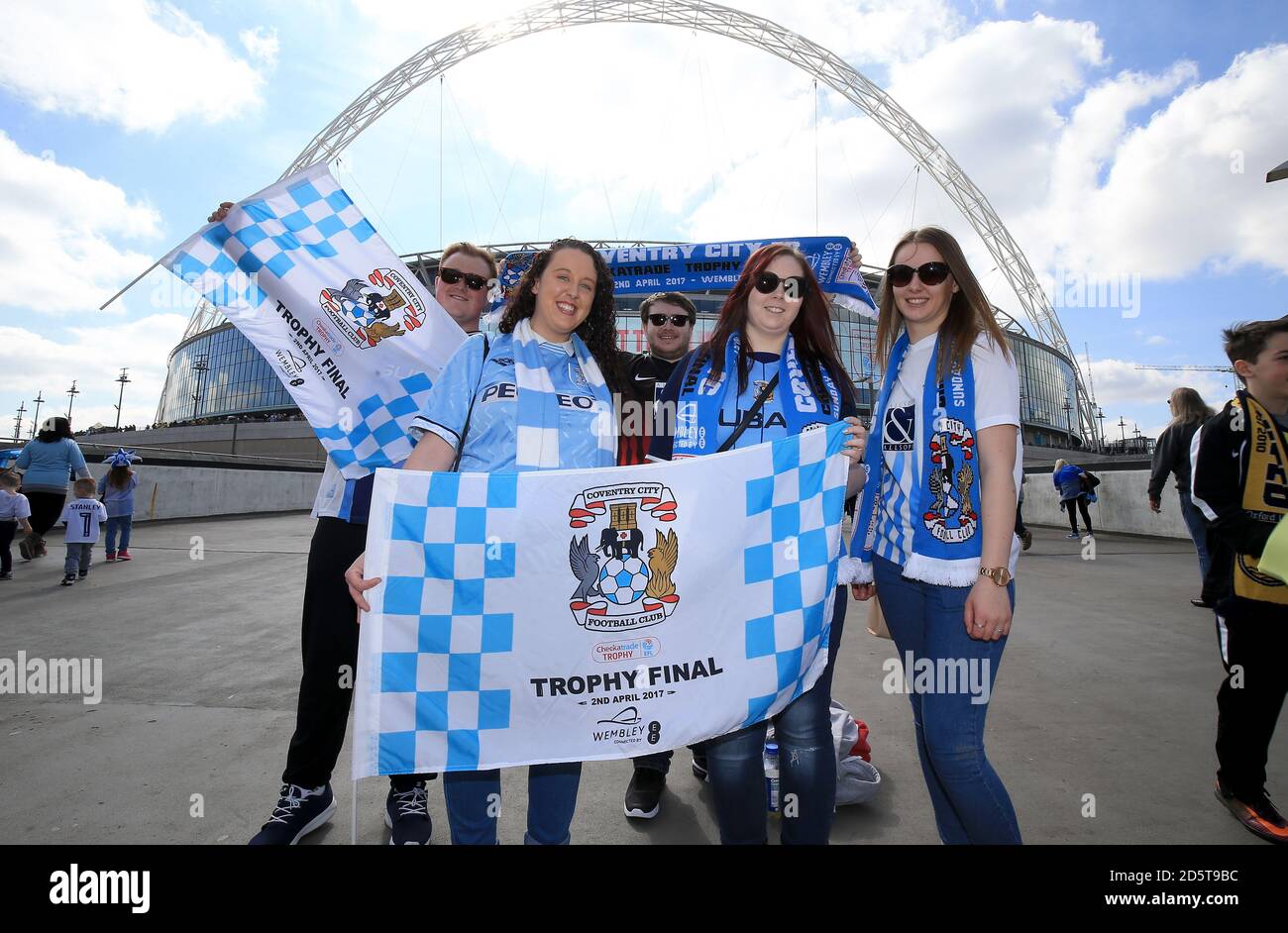 Coventry City fans pose for a photo outside Wembley Stadium Stock Photo Alamy