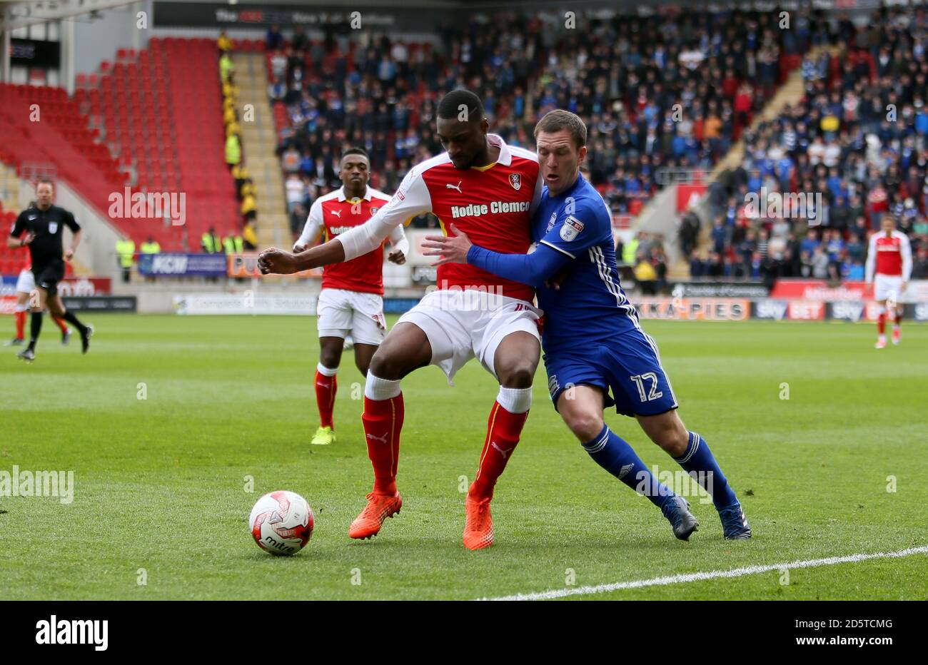 Rotherham United's Semi Ajayi holds off Birmingham City's Craig Gardner ...