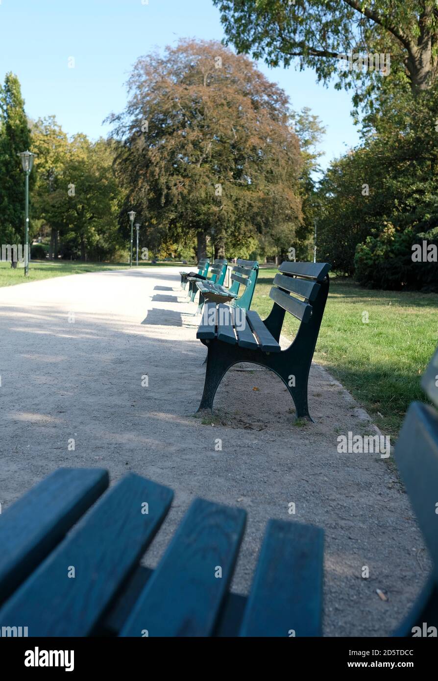 Empty benches table trees bench hi-res stock photography and images - Alamy