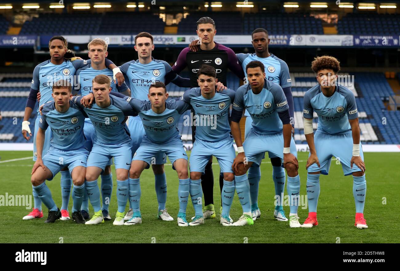 Manchester City team photo prior to kick off Stock Photo