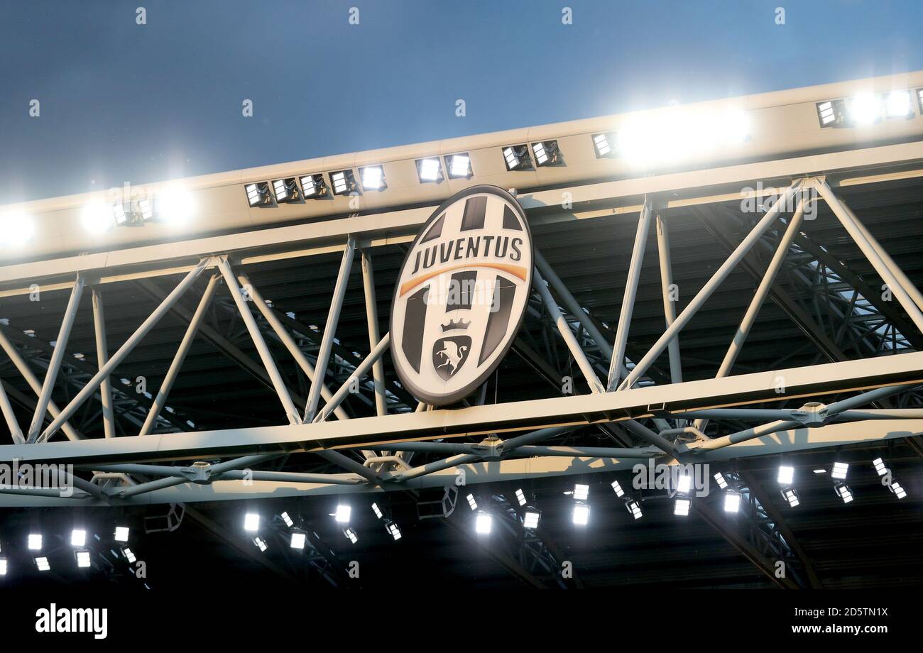 A view of the club crest at Juventus Stadium Stock Photo