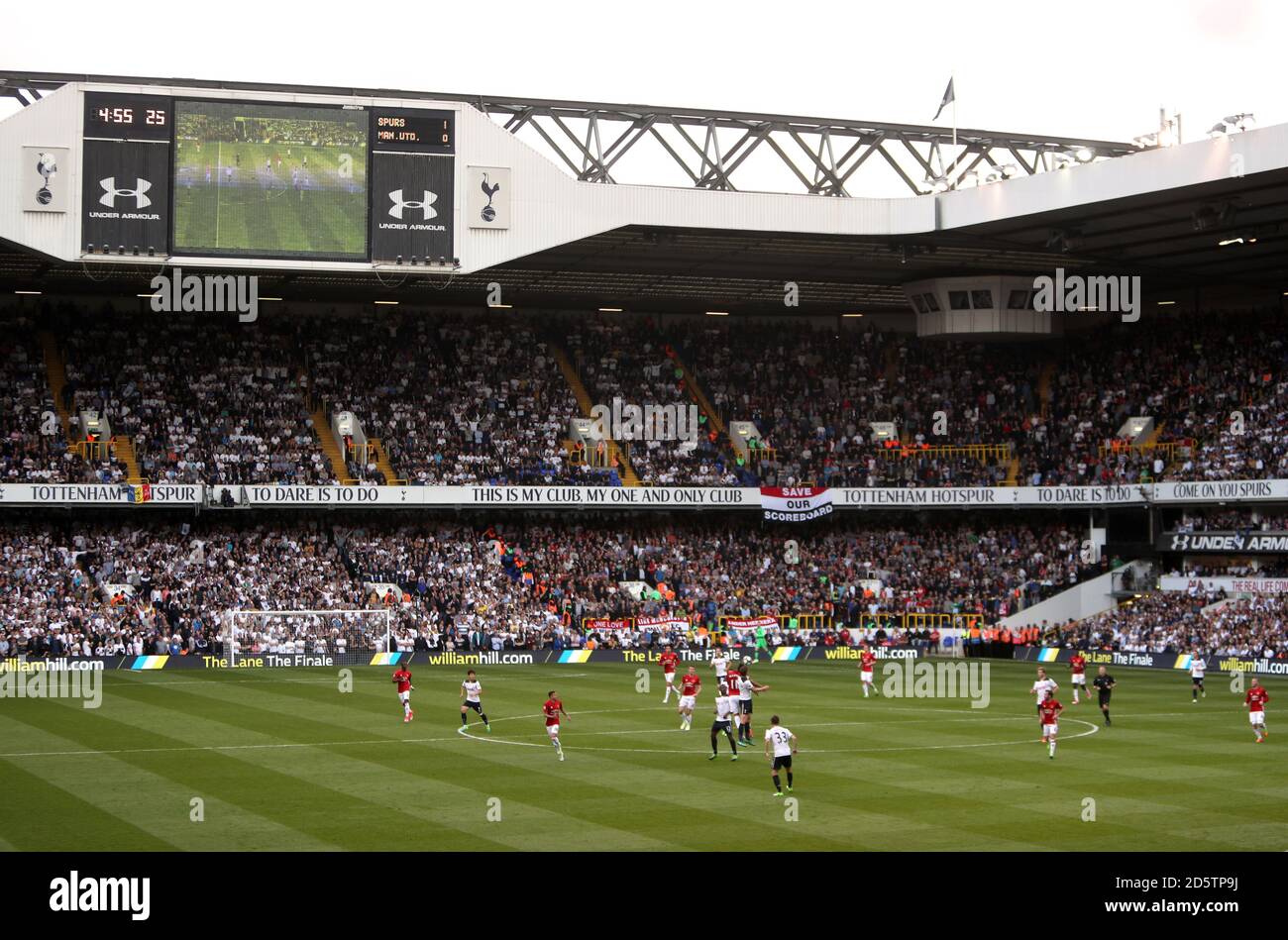 A general view of the scoreboard at White Hart Lane Stock Photo