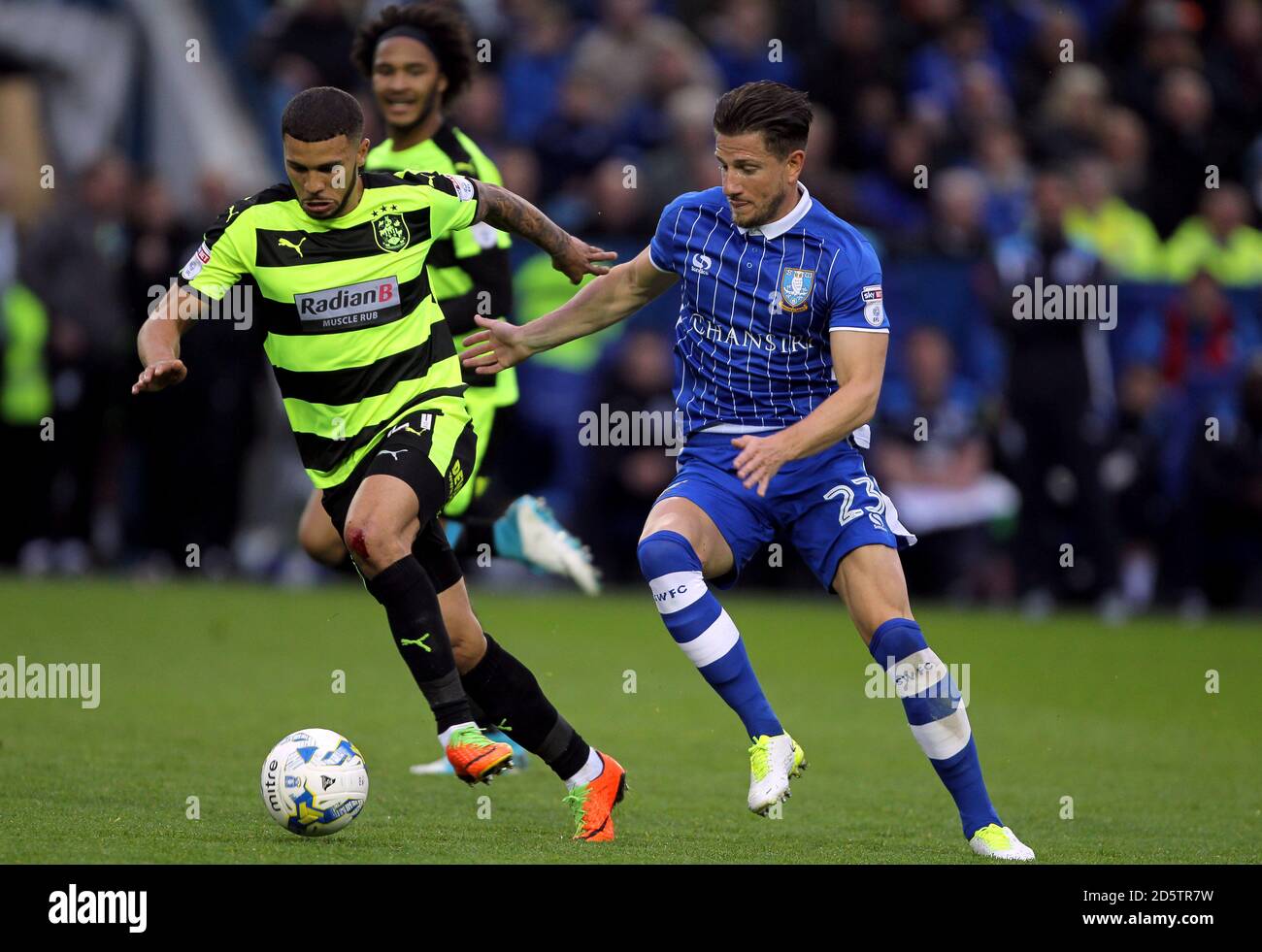 Huddersfield Town's Nahki Wells (left) and Sheffield Wednesday's Sam ...