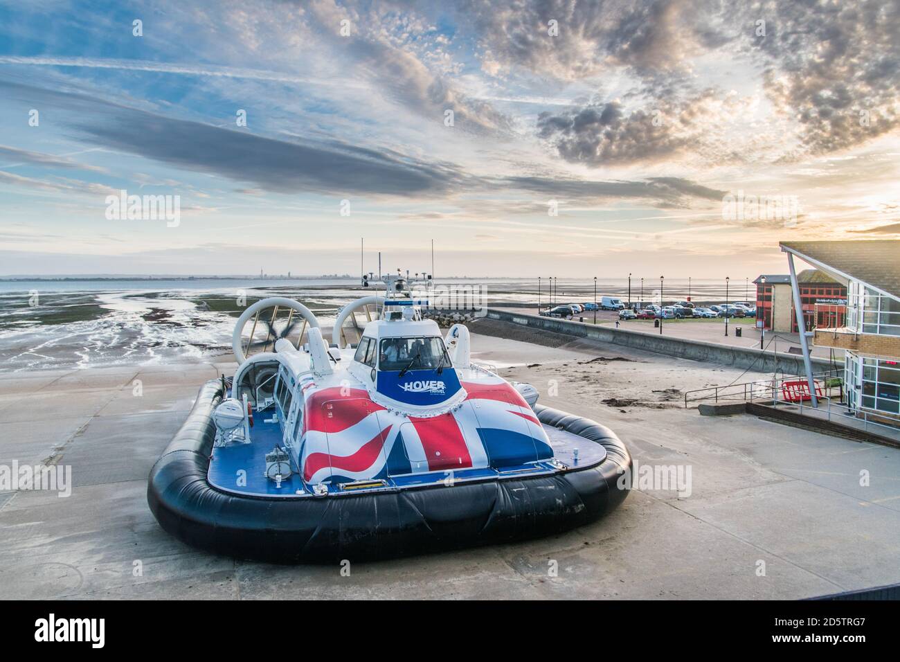 Early morning hovercraft flight ready for take off Stock Photo