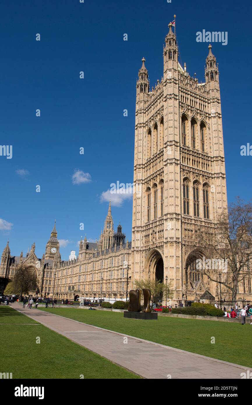 Victoria Tower at the south-west end of the Palace of Westminster, London, England. Stock Photo