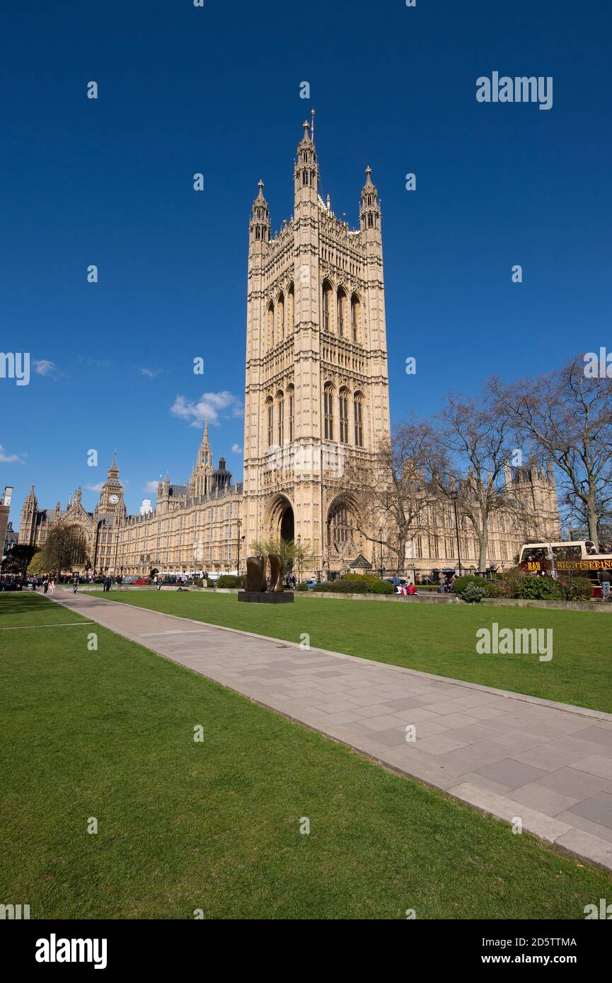 Victoria Tower at the south-west end of the Palace of Westminster, London, England. Stock Photo