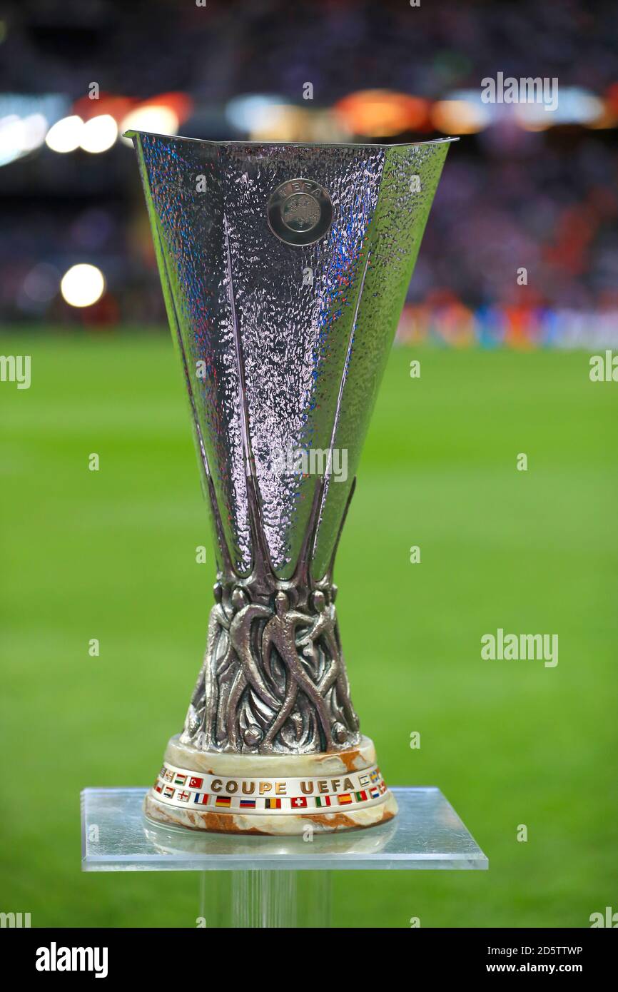General view of the Europa League trophy before the UEFA Europa League  Final in Stockholm Stock Photo - Alamy