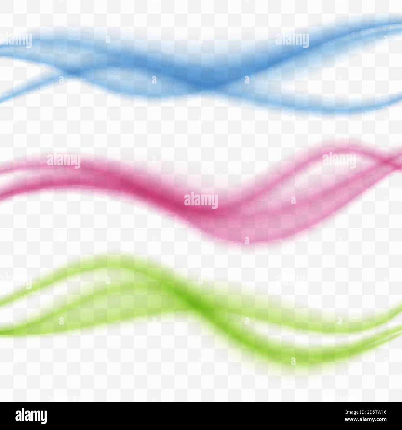 Vector set abstract wave pattern. Blue wave. Green wave. Red wave. Transparent wave set. Color wave. Smoke wave. Stock Vector