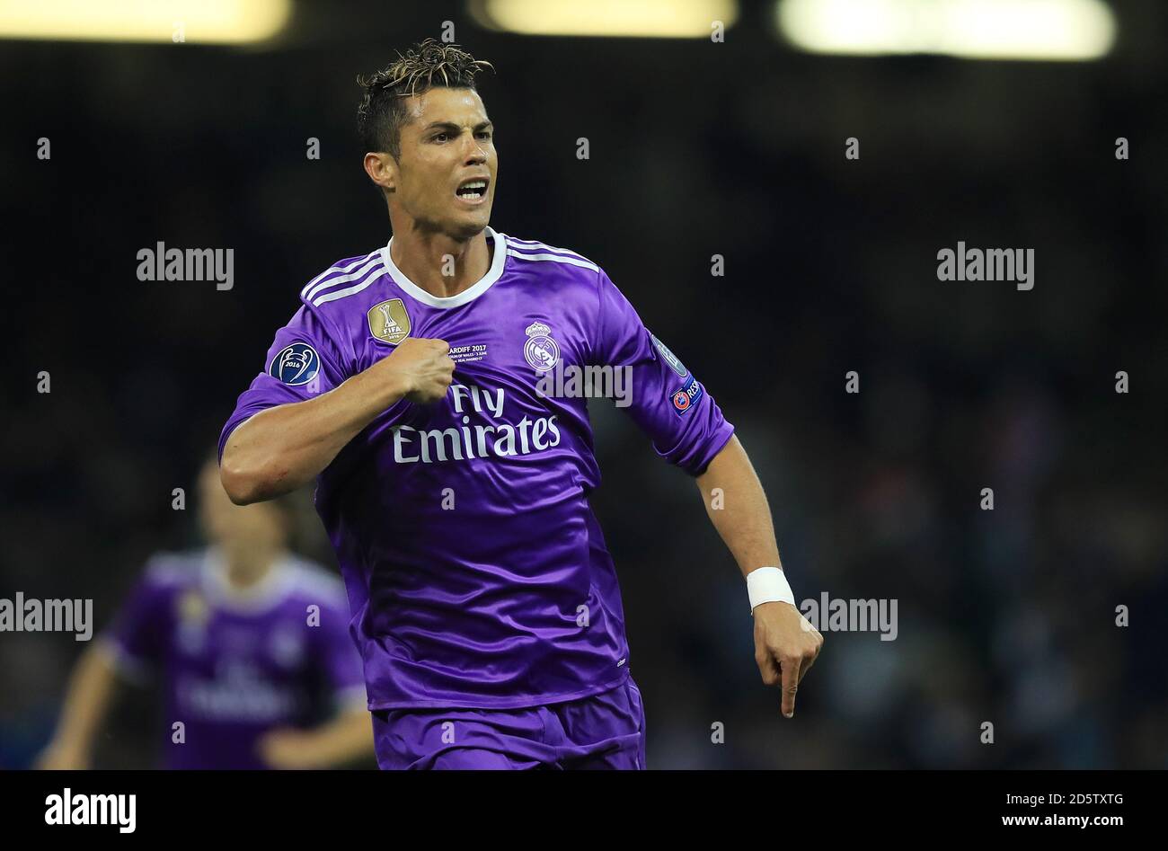 Real Madrid's Cristiano Ronaldo celebrates scoring his side's first goal  during the 2017 Champions League Final held at the National Stadium,  Cardiff Stock Photo - Alamy