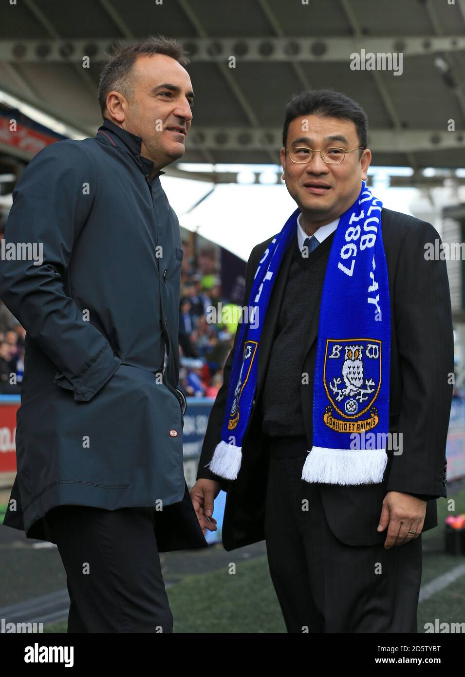 Sheffield Wednesday manager Carlos Carvalhal and owner Dejphon Chansiri Stock Photo