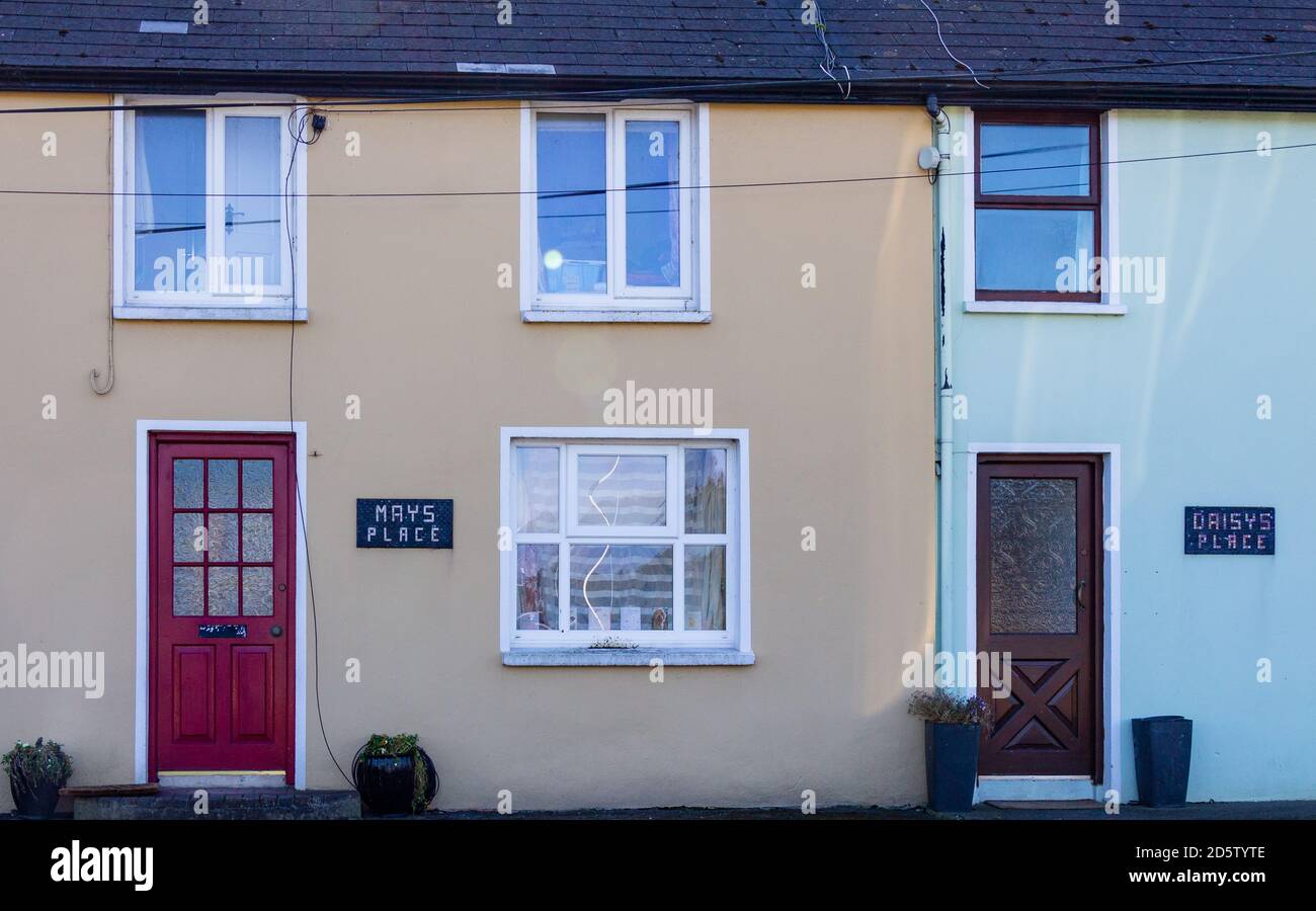 Irish fishermens cottages Keelbeg Union Hall West Cork Ireland Stock