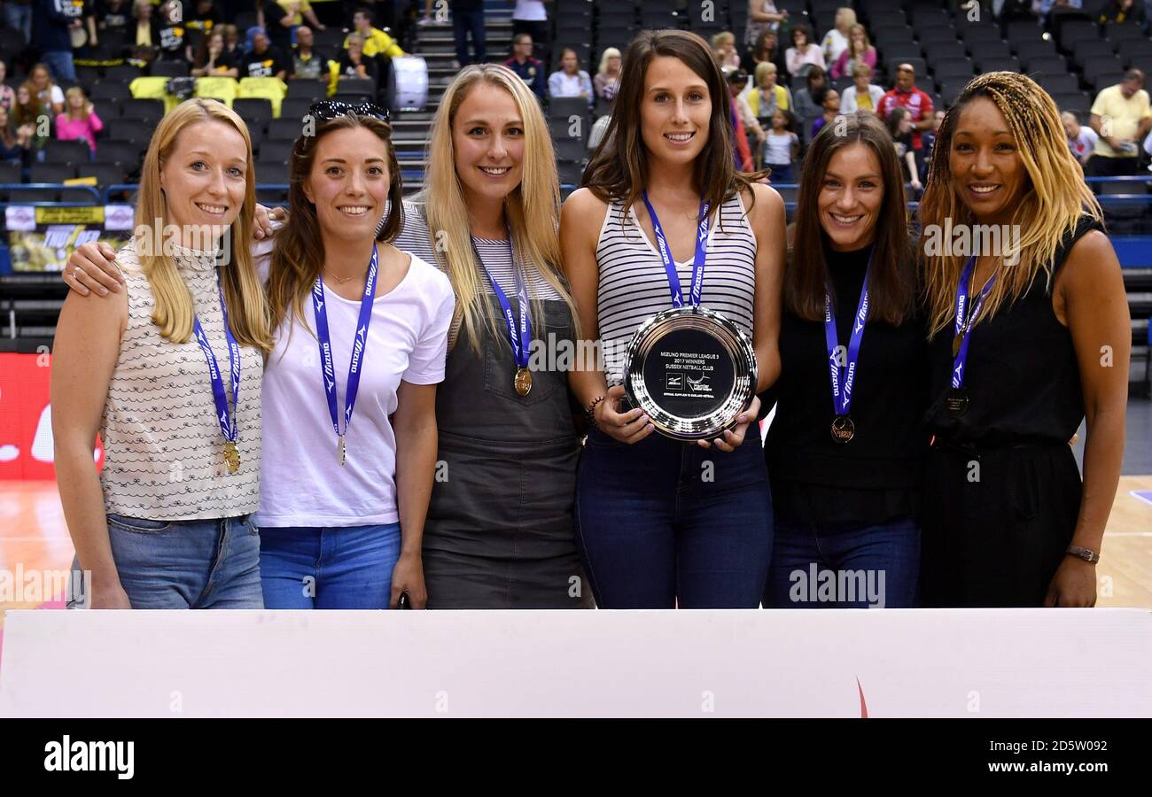 Sussex Netball club are presented with the award for winning the Mizuno Premier League 3 during the presentation ceremony Stock Photo