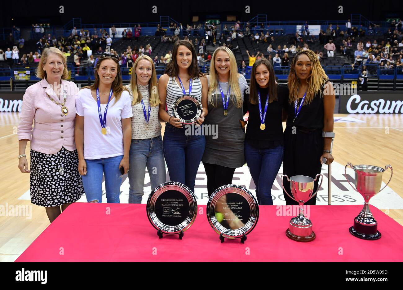Sussex Netball club are presented with the award for winning the Mizuno Premier League 3 during the presentation ceremony Stock Photo