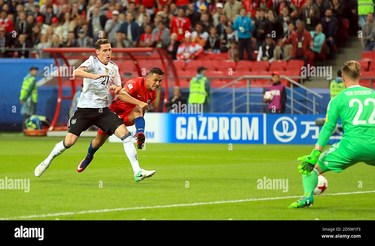 Chile's Alexis Sanchez scores his side's first goal of the game Stock Photo