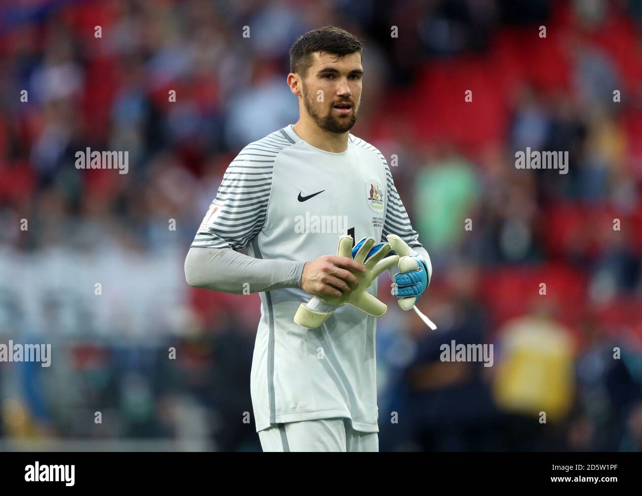 Australia goalkeeper Maty Ryan reacts after the final whistle Stock Photo