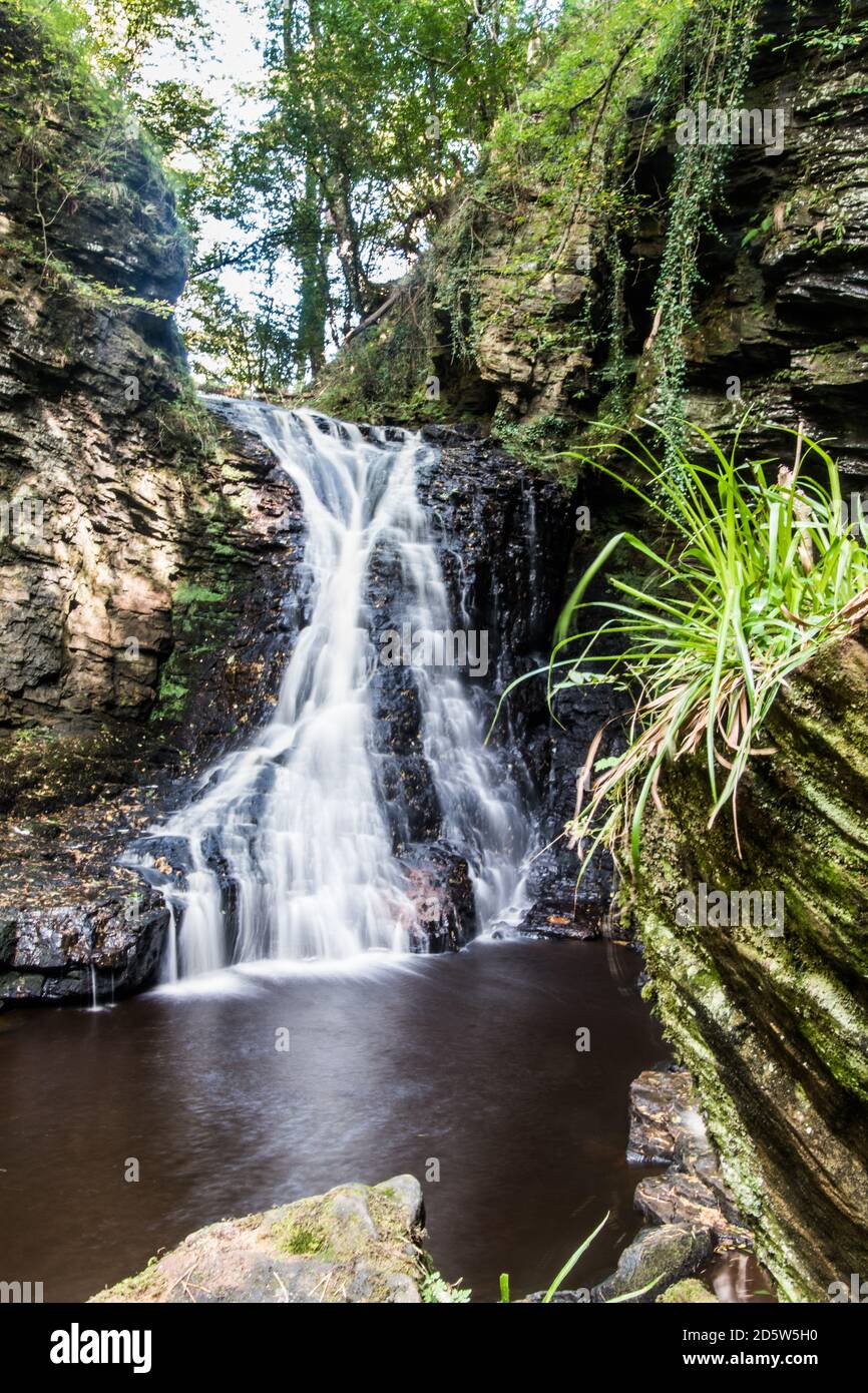 Hareshaw Lonn waterfall, Bellingham, Northumberland Stock Photo