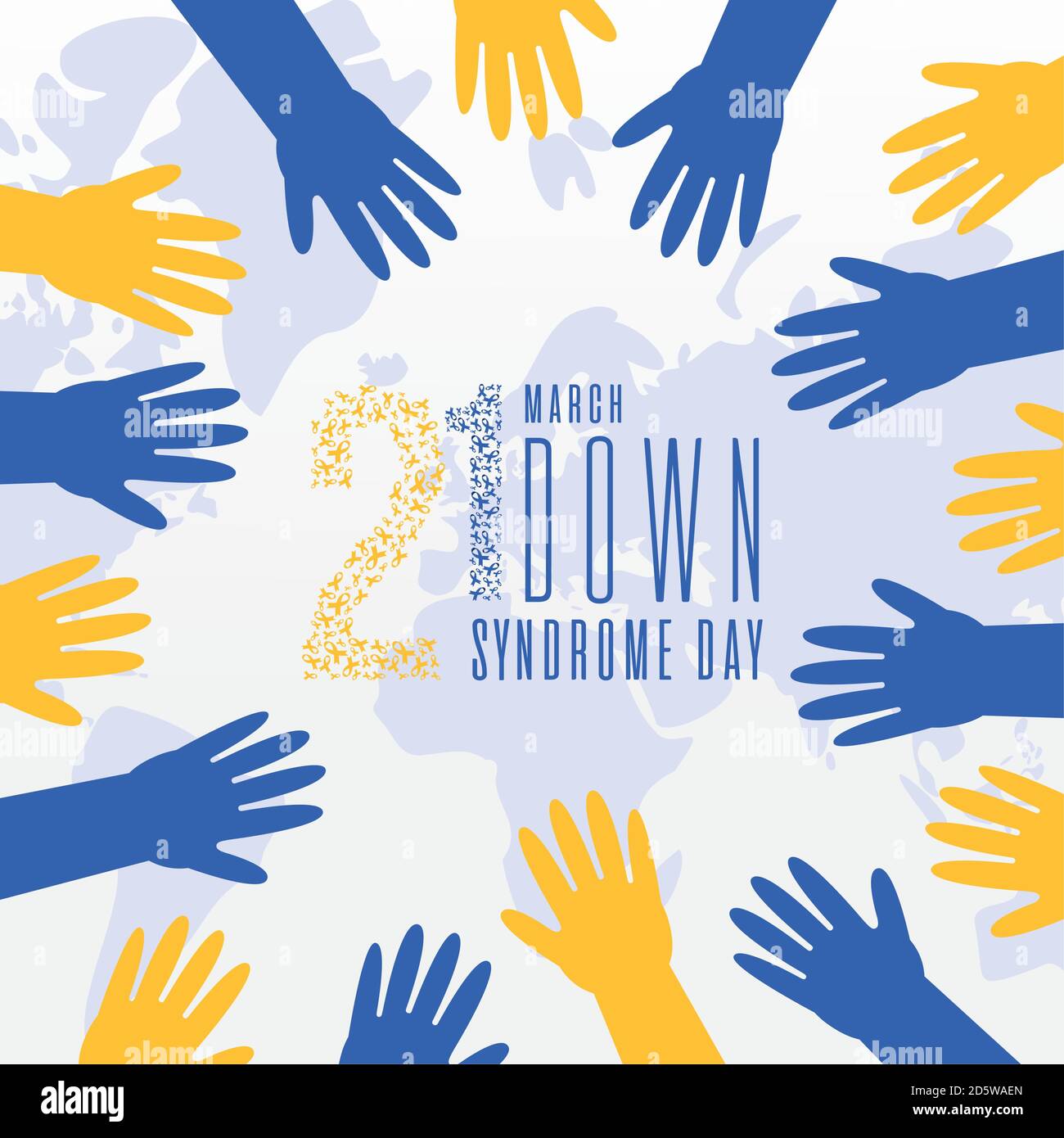 World down syndrome day hands design, Disability awareness and support