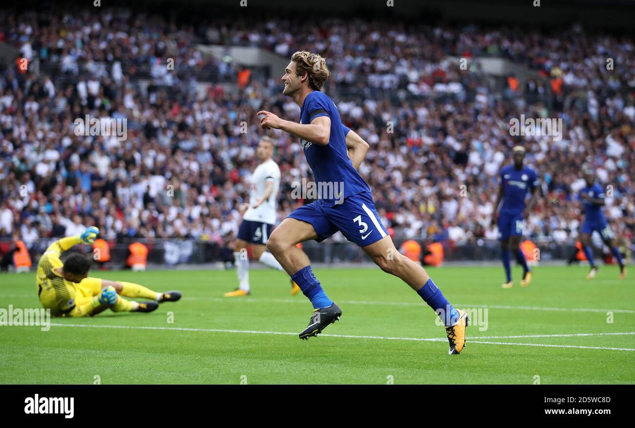 Alonso Goal Chelsea's Marcos Alonso celebrates scoring his side's second goal Stock ...
