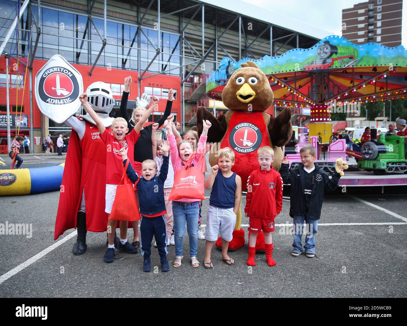 Mascots Sir Valiant and Robyn with young fans at Charlton Athletic's ...